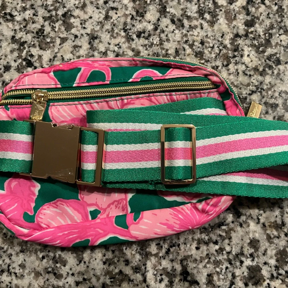 Lilly Pulitzer Green & Pink Floral Crossbody Belt Bag - NWOT - Picture 3 of 10